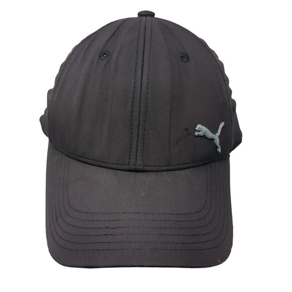 PUMA Fitted Baseball Cap Black XL Lightweight Embroidered Vented Holes 6 Panel - Picture 1 of 9
